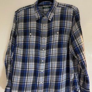 Ralph Lauren Plaid 100% Cotton Button Down Shirt